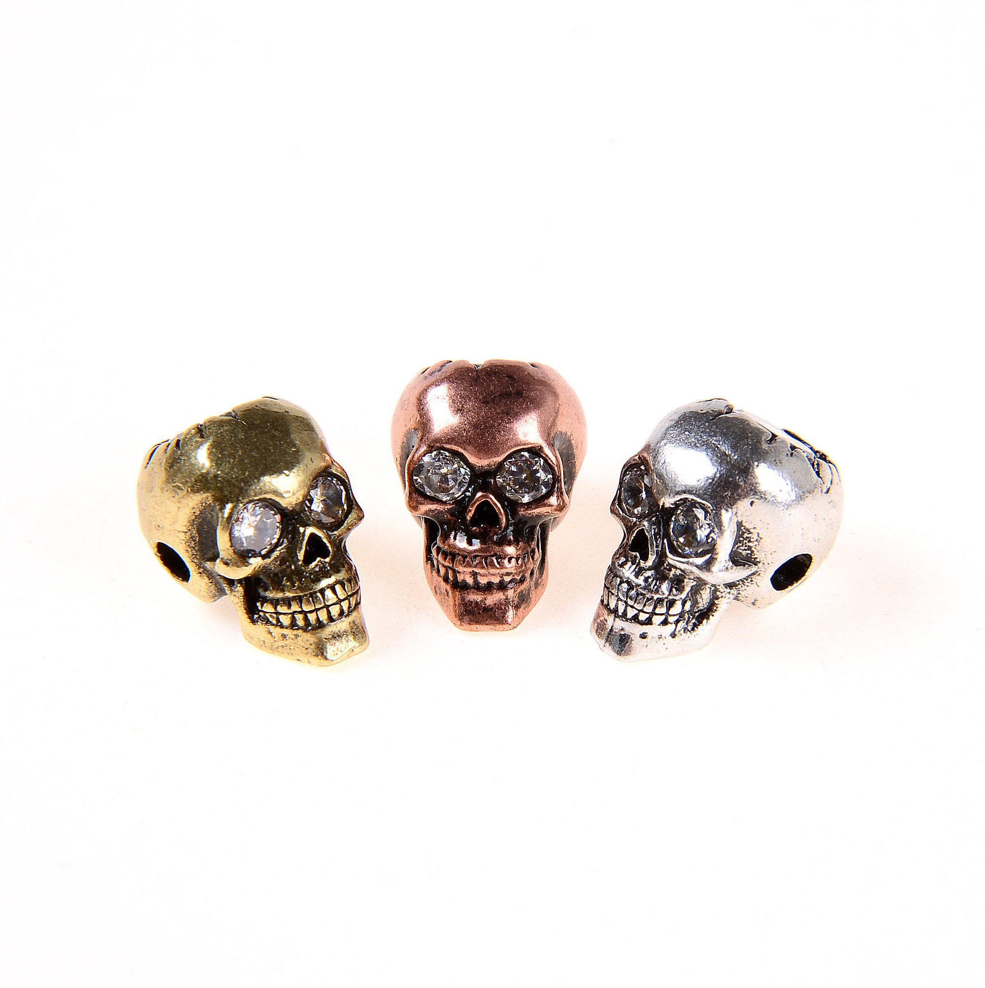 Cheriswelry 32 Perline In Lega Stile Tibetano Con Teschio E Corona - Misti, 4 Colori, Per Gioielli Fai Da Te Punk, Bracciali - 2