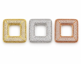 Gold Filled Pave Square Bead, Crystal Rhinestone Spacer Bead, Sparkling Square Bead for Jewelry Making, DIY Jewelry Supply, Charm, BD196