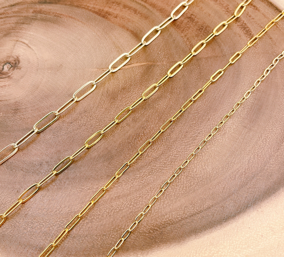 14K Gold Filled Paperclip Chain by Yard Gold Filled Oval Link Etsy