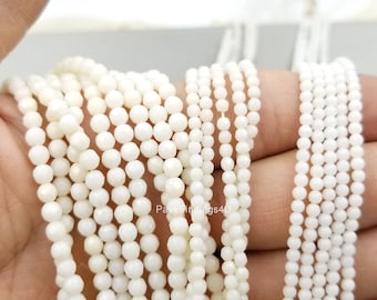 Coral Rondelle Bead Faceted and Round Smooth Gemstones, Coral Jewelry,  Coral Beads, Coral Gemstone, White Coral Bead, 4mm, 3mm, GRN155-E622