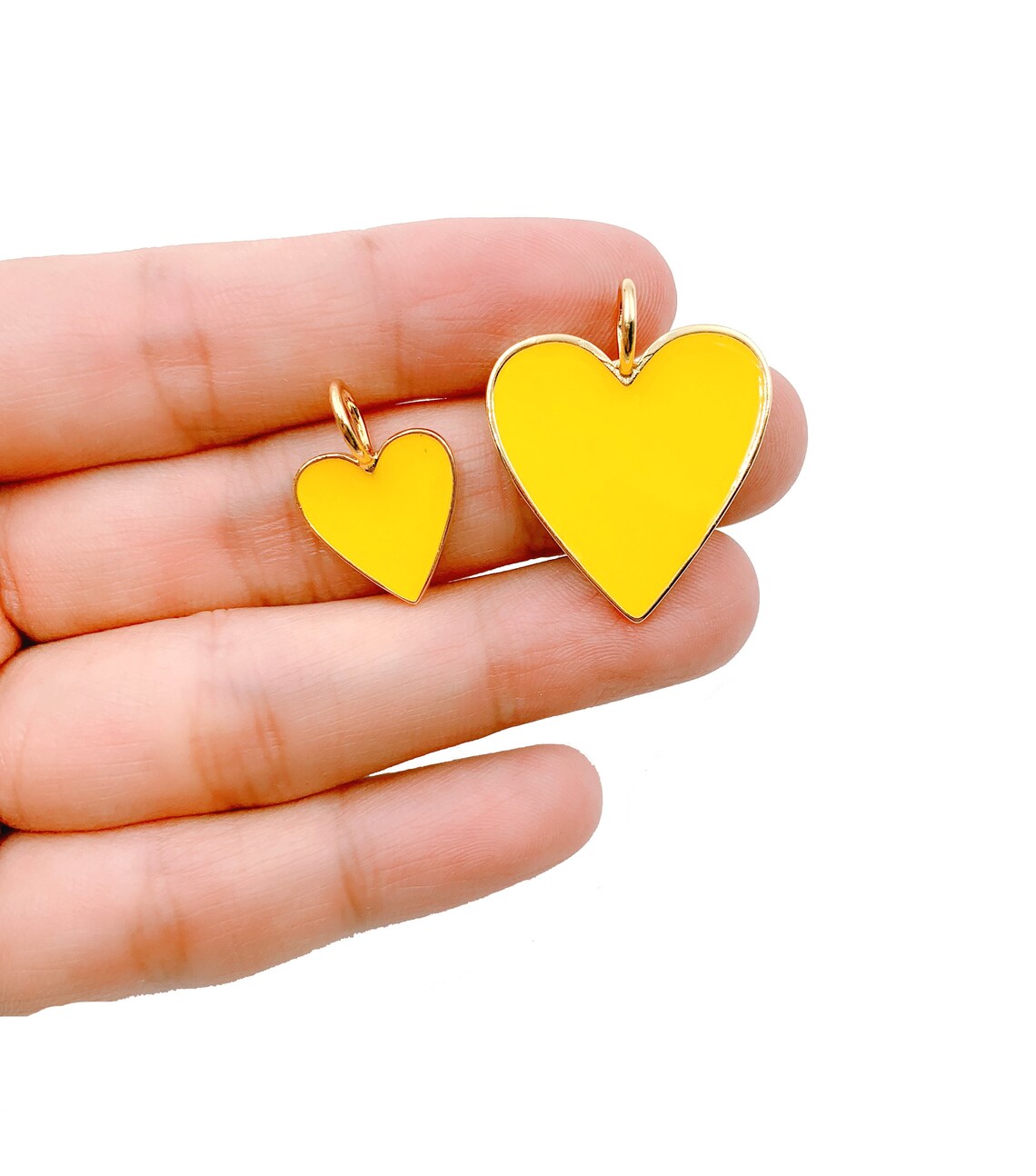 Yellow Enamel Heart Charm Pendant 18K Gold Filled Enamel Etsy