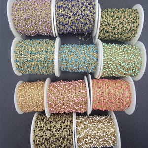 Enamel Ball Chain, Satellite Bead Cable Chain Pink Blue White Multi Color Wholesale Bulk Chain on Spool,  DIY Making Link Cable Chain CH302