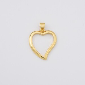 18K Gold Gold  Heart Charm Pendant, Valentines Gift, Gold Necklace Pendant for Necklace Bracelet Charm Component Supply,  CP1318