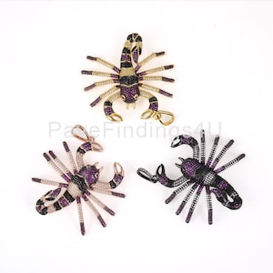 22K Gold Scorpion CZ Micro Pave Charm Pendant, Scorpion Charm, Scorpion Pendant, Scorpion Necklace, Insect Charm, 62x57mm, CP361