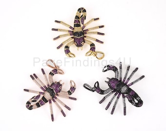 Colgante de encanto micro pavé de escorpión de oro de 22K, encanto de escorpión, colgante de escorpión, collar de escorpión, encanto de insectos, 62x57 mm, CP361