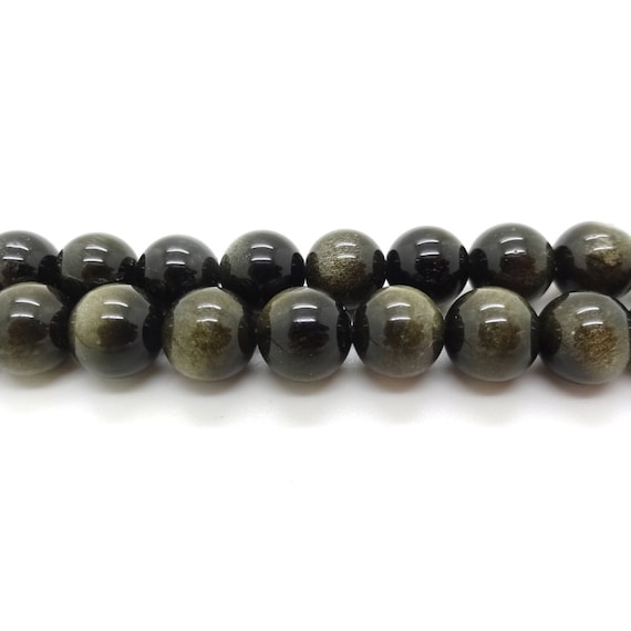 Perles en pierre Obsidienne noire, obsidienne mouchetée