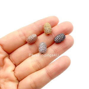 CZ Micro Pave Oval Beads Spacer, Oval Connector, Oval Spacer Beads, DIY, Jewelry Making, 11x8mm, BD620-E20405