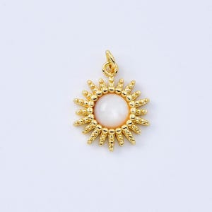Gold Filled MOP Shell Pearl Sun Charm Small Celestial Pendant Bracelet Necklace Charm, MOP Sun Pendant Jewelry Supplies, Gift for her CP2090