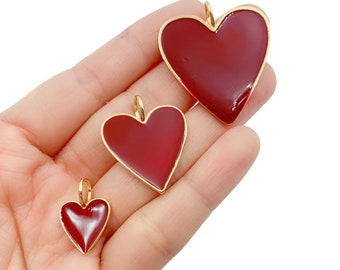 White Red Black Lavender Heart Enamel Charm Pendant Tiny Necklace PaveFindings4u Charm up to Large Size 18K/24K Gold Jewelry Making