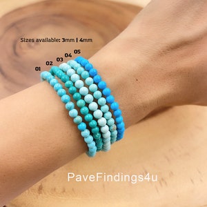 Natural Turquoise Stretch Bracelet, Gemstone Healing Bracelet, Turquoise Rondelle Energy Bracelet, Jewelry Gifts for Women, 3/4/5mm BR058
