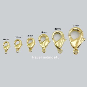 18K Gold Lobster Claw Clasp, Wholesale Lobster Claw with Jump Ring for Bracelet Necklace Jewelry Making, 12/15/19/23, CL424