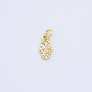 Gold Filled Hamsa Hand CZ Micro Pave Charm Pendant, Gold Hamsa Hand, Protective, Hamsa Charm, Hamsa Necklace, 12x6mm, CP1067