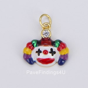 Colorful Enamel Clown Head Shape Charm, 18K Gold Clown Pendant, Circus Jewelry, Clown Charm for Necklace Bracelet Jewelry Making, CP1571