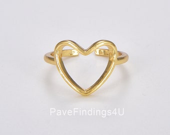 Anillo de corazón minimalista, relleno de oro, apilable, ajustable, regalo para ella, RG149