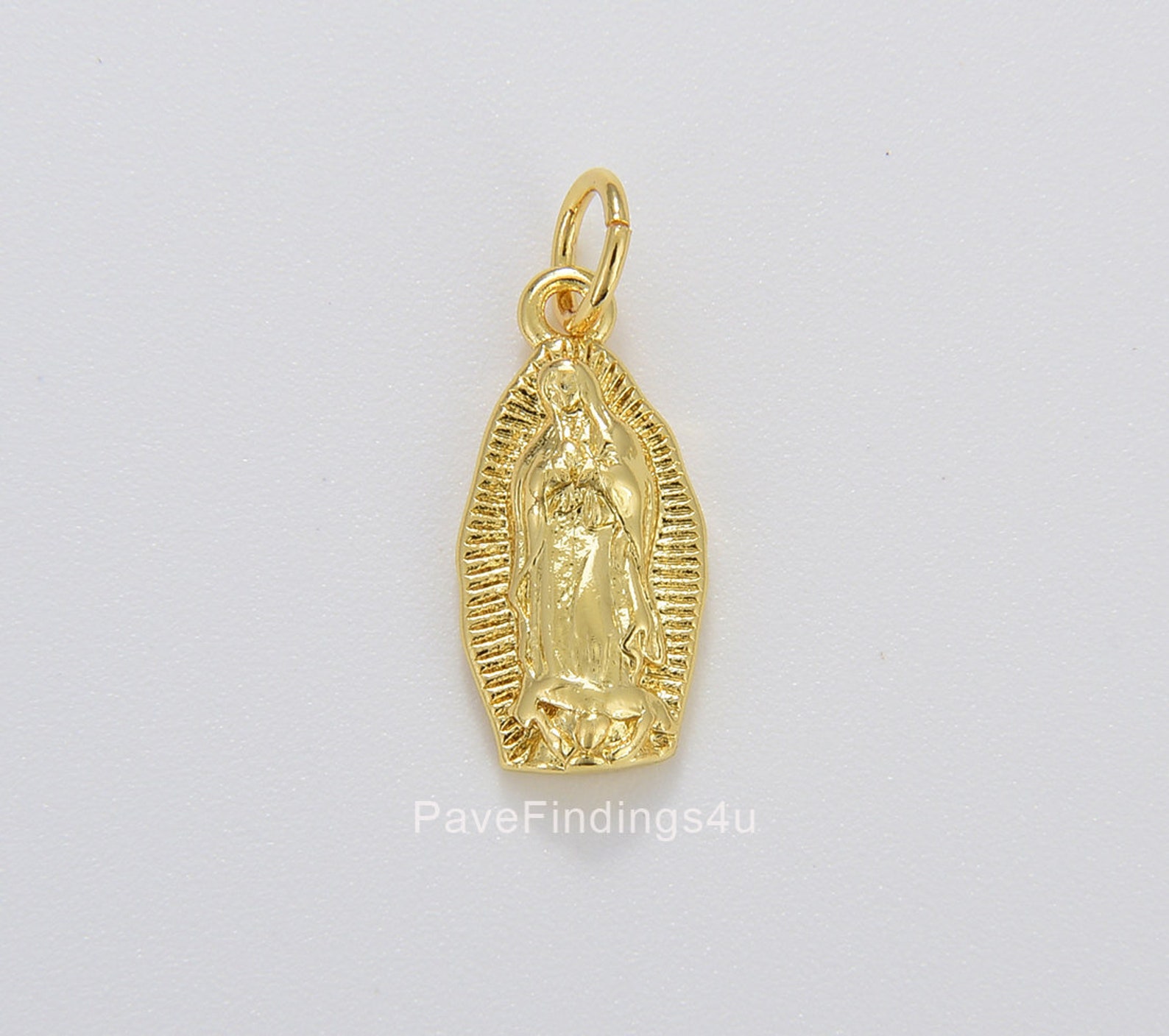 24K Gold Virgin Mary Charm Virgin Mary Necklace Virgin Mary Etsy