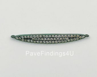 Black Bar Connector, Bead Making, Bracelet Connector, Cubic Zirconia Bracelet Charm Bead Finding Connector for Jewelry Making, 43x5mm, CN375