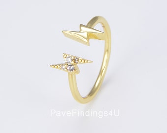 Anillo de rayo, anillo de apilamiento delicado, anillo minimalista de oro de 18K, anillo delgado, regalo para ella, anillo delicado, anillo apilable, RG069