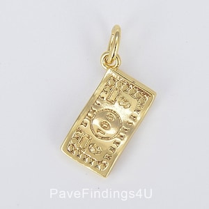 1x 100 dollar bill Money Charm 24k Gold Charm Fortune Pendant Charm, Good Luck Charm, Happiness For DIY Jewelry,Gold Color, CP1431