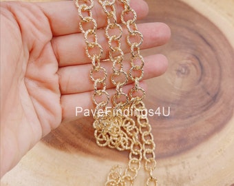 Gold Filled Fancy Rolo Chain by Foot, Rope Cable Chain, Wholesale bulk Roll Chain for Jewelry Making, Width 10mm, CH284