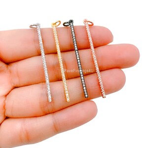 Ciondolo a barra in oro 22K, ciondolo a barra con micro pavé di zirconi cubici, ciondolo a barra, collana a barra, ciondolo a barra, 45 x 3 mm, CP231