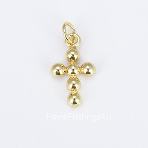 Ciondolo a croce in oro 22 carati, ciondolo a forma di crocifisso, semplice, per gioielli religiosi, per la creazione di collane, ciondolo a croce, 10 mm, CP1183