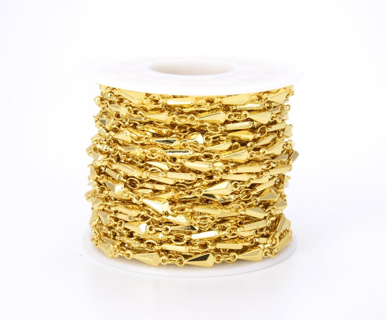 11x3mm Spike Chain 18K Gold Filled 1310 Feet Gold Triangle Beaded Chain CH080 Bulk Chain Arrowhead Beaded Chain Beaded Chain