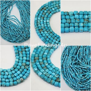 Natural Turquoise Faceted Cube cut Beads Grade AAA square Beads, Real Genuine Gemstone Beads Full Strand 15.5 inches 2mm, GRN373