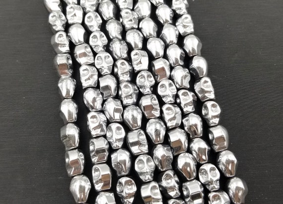 AAA Natural Hematite Gemstones Buddha Head Charm Beads Silver Gold 8x10mm 16" 