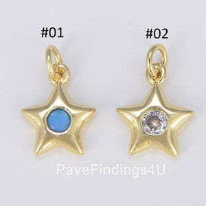 Dainty Star Charm, 18K Gold Five Point Star Pendant, Gold Star for Necklace Earring Bracelet Jewelry Making Supply Celestial Jewelry, CP1477