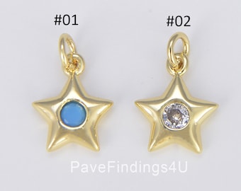 Dije de estrella delicado, colgante de estrella de cinco puntas en oro de 18 quilates, ideal para collares, pendientes, pulseras, bisutería, joyería celestial, CP1477