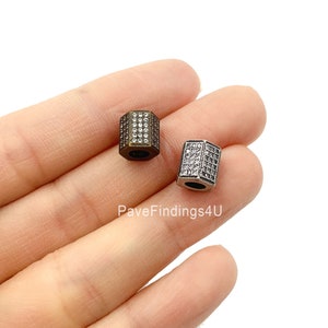 Antique Cylinder Beads, Cylinder CZ Micro Pave Bead, Barrel Beads, Tube Beads, Large Hole Beads, Cubic Zirconia, 8x7mm, BD041-E401