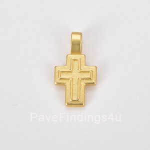 Dainty 18K Gold Matte Gold Cross Charm, Small Cross Pendant, Cross Pendant for Necklace Bracelet Charm  Religious Jewelry, CP1410