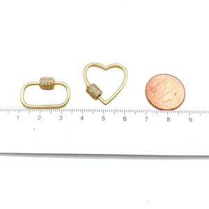 Heart CZ Pave Screw Clasp, Oval CZ Pave Screw Clasp, Carabiner Clasp, Bracelet Clasp, Screw Clasp, Cubic Zirconia, 23x23mm, CL392-E303 image 5