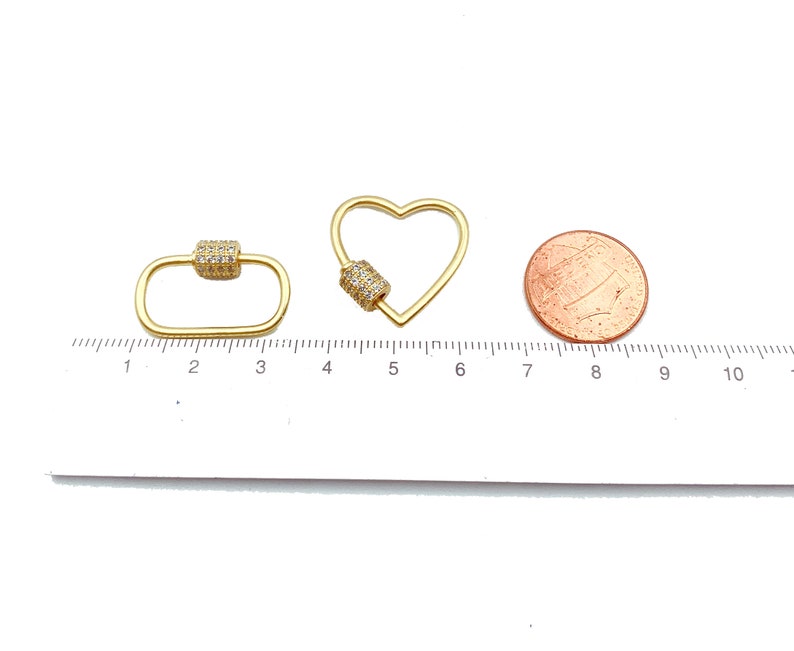 Heart CZ Pave Screw Clasp, Oval CZ Pave Screw Clasp, Carabiner Clasp, Bracelet Clasp, Screw Clasp, Cubic Zirconia, 23x23mm, CL392-E303 image 5