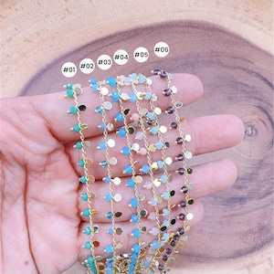 Gold Filled Beaded Satellite Chain by the Foot, Glass Bead Rosary Chain for DIY Necklace Bracelet Jewelry Making Supplies, Gift Idea, CH226