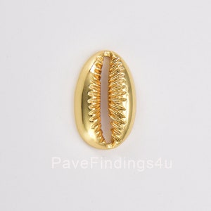 22K Gold Cowrie Shell Spacer Beads Gold Small Gold Cowrie Boho Charms for bracelet necklace Jewelry Making  16x10mm BD071