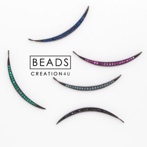 Small Crescent MOON Berlock, Micro Pave CZ Crescent Moon Hänge, Turkos / Safir Blå / Fuchsia / Grön Cz Crescent Moon, 38 x 3 mm, CP279