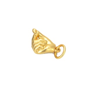 Ciondolo con ciondolo a cuore coreano in oro 18 carati, cuore dito K-pop, ciondolo a cuore, ciondolo a cuore, ciondolo a mano ti amo, 13x6mm, CP701