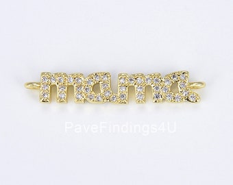 Mama Word Charm 18K Gold Mothers Day Gift, Mother Mama Charm for Bracelet Necklace Component DIY Jewelry Making Supply CN389
