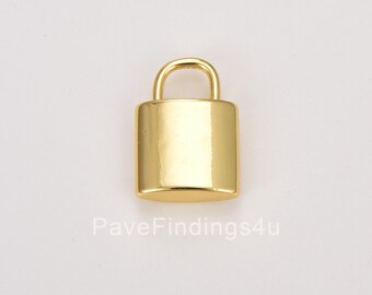 Sierlijke 18 kt gouden hangslotbedel, kleine hangslotbedel klein slot hanger liefdesslot voor oorbel ketting armband maken 18 x 11 mm, CP961