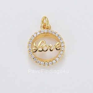 Zawieszka z napisem Cursive Love, zawieszka ze złotym wypełnieniem Love Word, okrągła zawieszka Love do naszyjnika, bransoletki, kolczyków, dostawa komponentów, 13 x 11 mm, CP1647