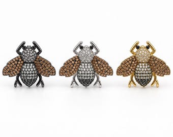 Gold Filled Bee Brooch, Rhinestone Bumblebee Pin, Sparkling Crystal Insect Jewelry, Nature Lover Gift for Her, Statement Pin, BD193