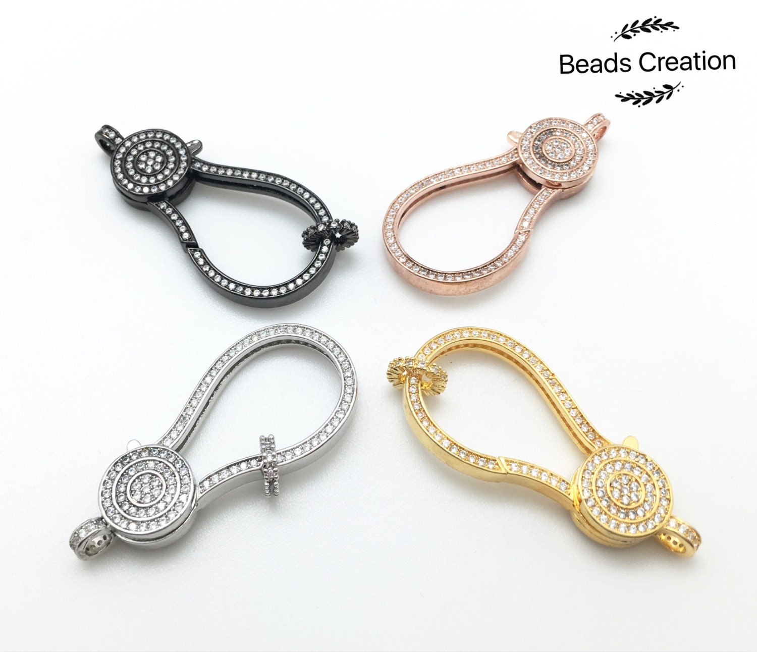 18K Gold Micro Pave CZ Lobster Clasps, 50mm Large Lobster Clasp