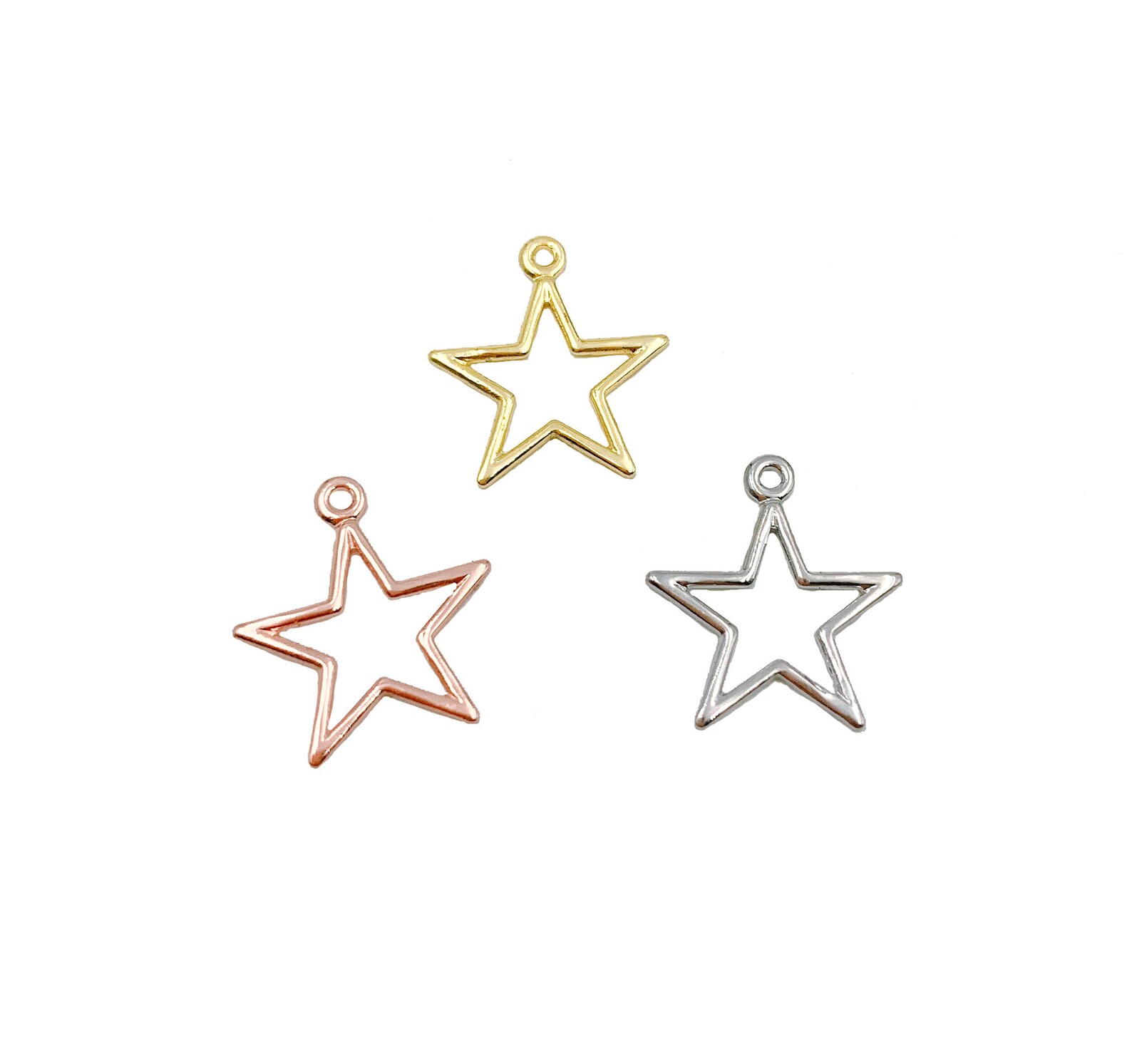 24K Gold Star Charm Pendant Star Charm Star Pendant Star Etsy