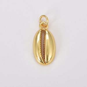 Ciondoli a forma di conchiglia di ciprea in oro 24 carati, ciondolo a forma di conchiglia di ciprea per gioielli fai da te, fatti a mano, per braccialetti, collane a strati, per la creazione di gioielli, 19 x 19 mm, CP521