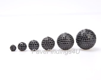 BLACK Diamond Cz Round Bead, Micro Pave Black CZ Shamballa Ball beads, Cz Space Beads, Pave Ball Beads, 4mm/6mm/8mm/10mm/12mm/14mm/16mm/20mm