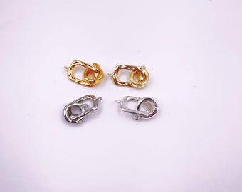 Textured Oval Carabiner Clasp Connector, 22k Gold, 14k Light Gold, Sterling Silver or Shiny Silver Lock for DIY Jewelry Necklace, CL612