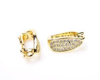 18K Gold Filled Anhängerschlaufe Micro Pave CZ, Zirkonia, Anhängerschlaufe, Abnehmbarer Ösenverschluss, 1/2STÜCK, 18 x 6 mm, CL210