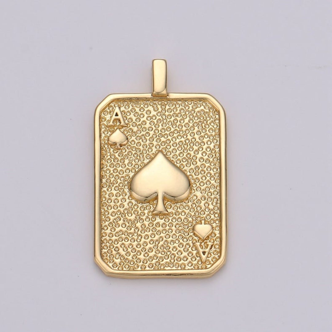 Ace of Spade Charm Gold Medallion Ace of Heart Pendant Etsy