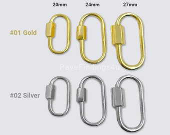18K Gold Filled Oval Carabiner Clasp, Gold Oval Clasp, Screw Lock Clasp, Carabiner Clasp, Necklace Clasp, Bracelet Clasp, 20/24/27mm, CL416